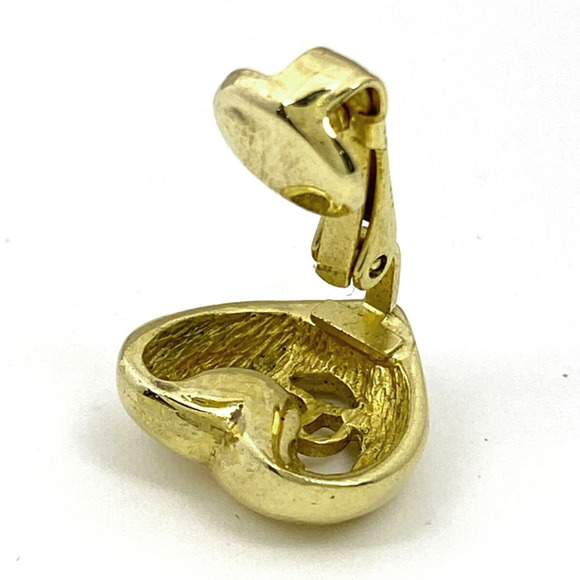 Christian Dior Logo Earrings Heart Motif GP Gold - Picture 3 of 3